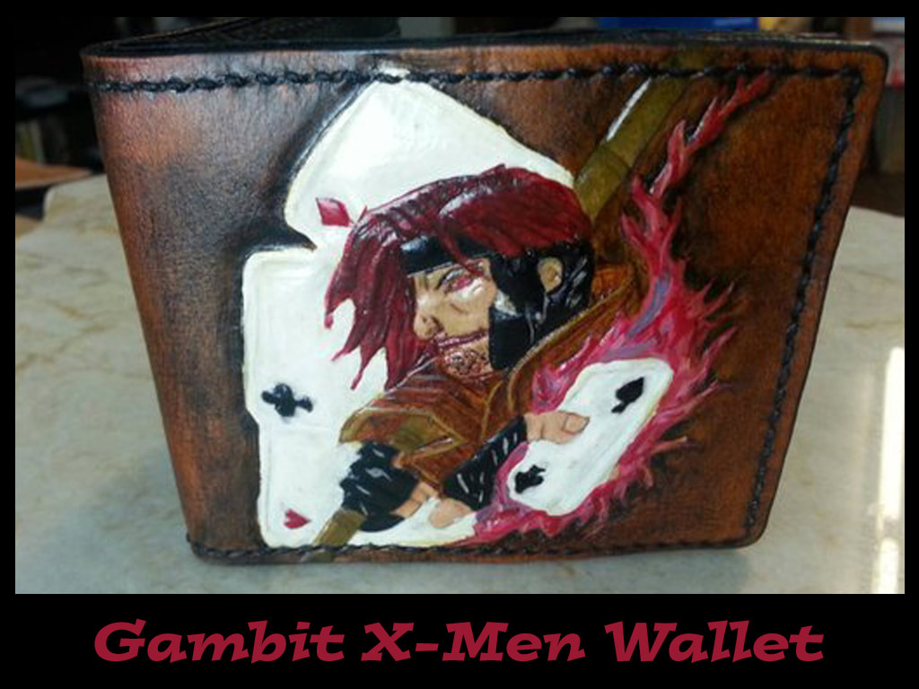 Gambit Flame Playing Cards Wallet, the name says it all Gambit surrounded by Playing Cards, while the one he's holding is on fire.